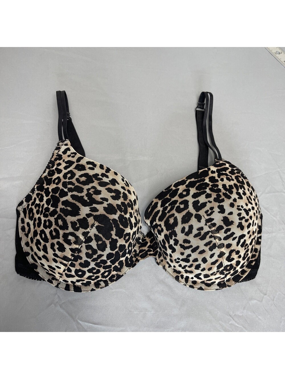 Curve Muse Leopard Print Mesh Bra 36DD